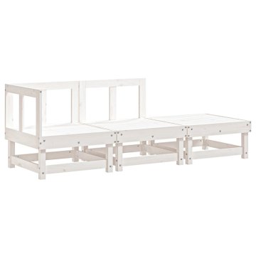 Vidaxl Sekcijski kavč 3-sedežni Solid pine wood Bela borovina