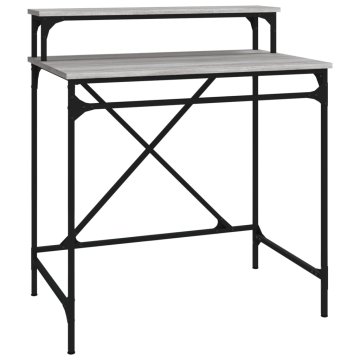 Vidaxl Pisalna miza siva sonoma 80x50x90 cm inženirski les in železo