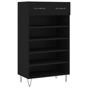 Vidaxl Omarica za čevlje črna 60x35x105 cm inženirski les