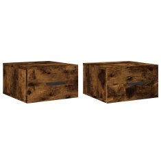 Vidaxl Stenska nočna omarica 2 kosa dimljeni hrast 35x35x20 cm