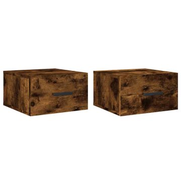 Vidaxl Stenska nočna omarica 2 kosa dimljeni hrast 35x35x20 cm
