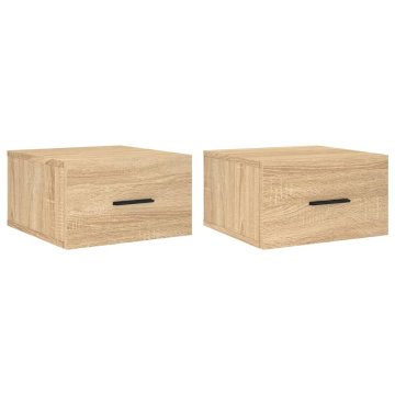 Vidaxl Stenska nočna omarica 2 kosa sonoma hrast 35x35x20 cm