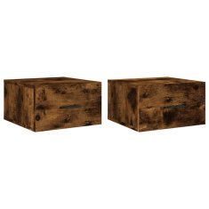 Vidaxl Stenska nočna omarica 2 kosa dimljeni hrast 35x35x20 cm