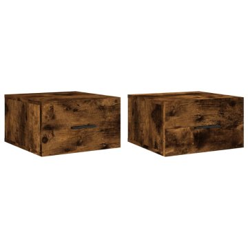 Vidaxl Stenska nočna omarica 2 kosa dimljeni hrast 35x35x20 cm