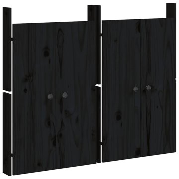 Vidaxl Zunanja kuhinjska vrata MEPPEL 2 kosa črna 50x9x82 cm trdna borovina