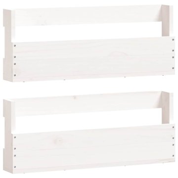Vidaxl Stenski regal za čevlje 2 kosa bel 59x9x23 cm trdna borovina