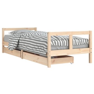 Vidaxl Otroški posteljni okvir s predali 80x200 cm trdna borovina