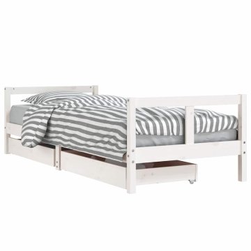 Vidaxl Otroški posteljni okvir s predali bel 80x200 cm trdna borovina