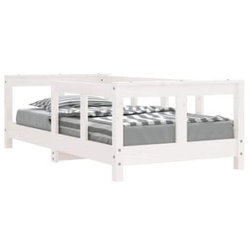 Vidaxl Otroški posteljni okvir bel 70x140 cm trdna borovina