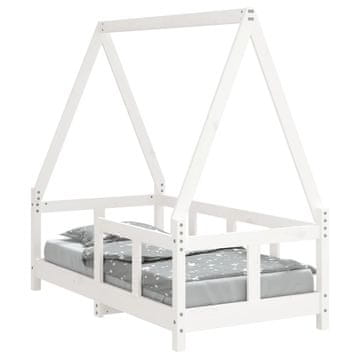 Vidaxl Otroški posteljni okvir bel 70x140 cm trdna borovina