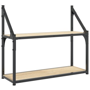 Vidaxl 2-nadstropna stenska polica sonoma hrast 60x21x51 cm inženirski les