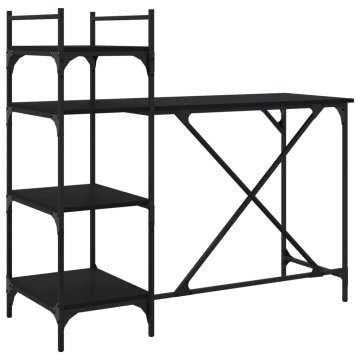 Vidaxl Računalniška miza s policami črna 120x47x109 cm