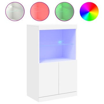 Vidaxl Komoda z LED lučkami bela 60,5x37x100 cm