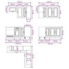 Vidaxl Kuhinjska enota KALMAR 8 kos Bela Inženirski les