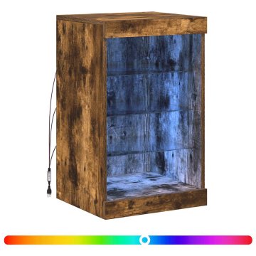 Vidaxl Komoda z LED lučkami dimljen hrast 41x37x67 cm