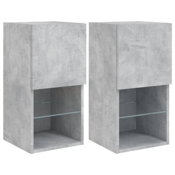 Vidaxl TV omarice z LED lučkami 2 kosa betonsko siva 30,5x30x60 cm