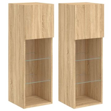 Vidaxl TV omarica z LED lučkami 2 kosa sonoma hrast 30,5x30x90 cm