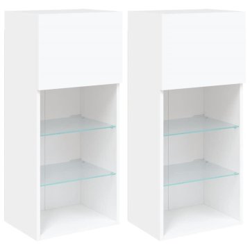 Vidaxl TV omarica z LED lučkami 2 kosa bela 40,5x30x90 cm
