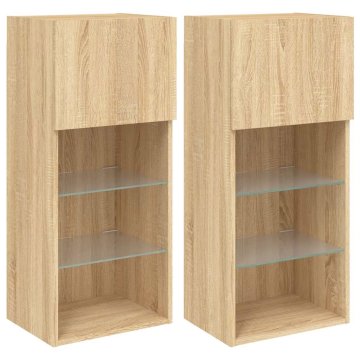 Vidaxl TV omarica z LED lučkami 2 kosa sonoma hrast 40,5x30x90 cm