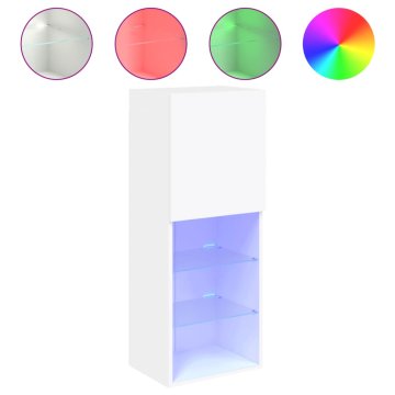 Vidaxl TV omarica z LED lučmi bela 40,5x30x102 cm