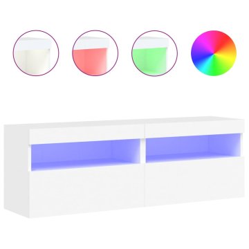 Vidaxl Stenske TV omarice z LED lučkami 2 kosa bela 60x30x40 cm
