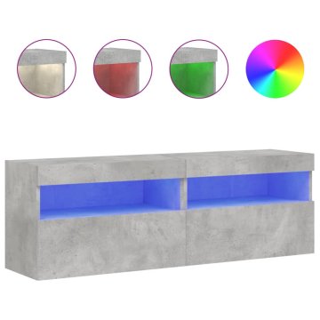 Vidaxl Stenske TV omarice z LED 2 kosa betonsko siva 60x30x40 cm
