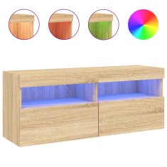Vidaxl Stenska TV omarica z LED lučkami sonoma hrast 100x30x40 cm