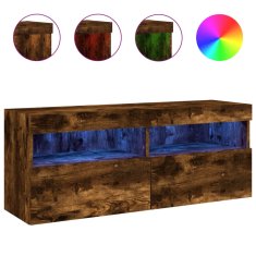 Vidaxl Stenska TV omarica z LED lučkami dimljeni hrast 100x30x40 cm