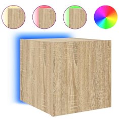 Vidaxl Stenska TV omarica z LED lučkami sonoma hrast 30,5x35x30 cm