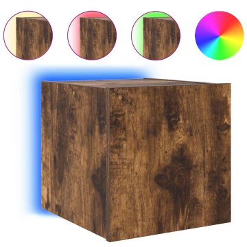 Vidaxl Stenska TV omarica z LED lučkami dimljeni hrast 30,5x35x30 cm