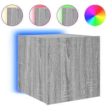 Vidaxl Stenska TV omarica z LED lučkami siva sonoma 30,5x35x30 cm