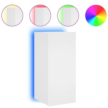 Vidaxl Stenska TV omarica z LED lučkami bela 30,5x35x70 cm