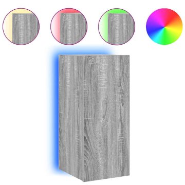 Vidaxl Stenska TV omarica z LED lučkami siva sonoma 30,5x35x70 cm