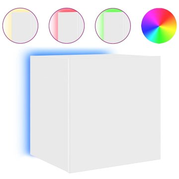 Vidaxl Stenska TV omarica z LED lučkami bela 40,5x35x40 cm
