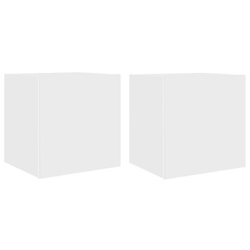 Vidaxl Stenske TV omarice z LED lučkami 2 kosa bela 40,5x35x40 cm