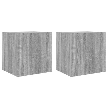 Vidaxl Stenske TV omarice z LED 2 kosa siva sonoma 40,5x35x40 cm