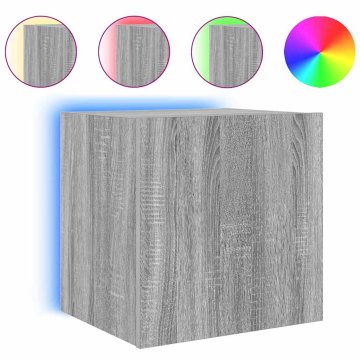 Vidaxl Stenska TV omarica z LED lučkami siva sonoma 40,5x35x40 cm