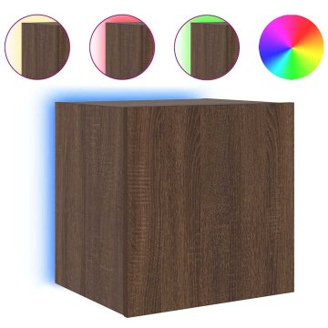 Vidaxl Stenska TV omarica z LED lučkami rjavi hrast 40,5x35x40 cm