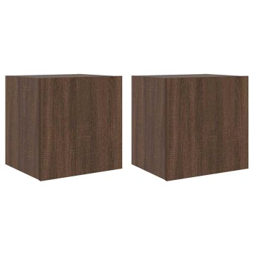 Vidaxl Stenske TV omarice z LED 2 kosa rjavi hrast 40,5x35x40 cm