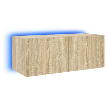Vidaxl Stenska TV omarica z LED lučkami sonoma hrast 80x35x31 cm
