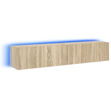 Vidaxl Stenske TV omarice z LED 2 kosa sonoma hrast 80x35x31 cm