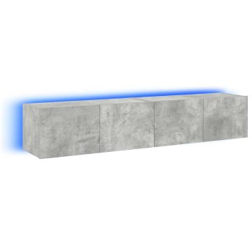 Vidaxl Stenske TV omarice z LED 2 kosa betonsko siva 80x35x31 cm