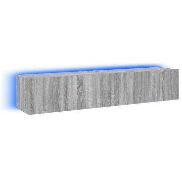 Vidaxl Stenske TV omarice z LED 2 kosa siva sonoma 80x35x31 cm