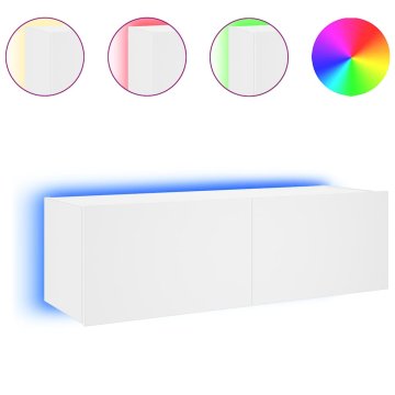 Vidaxl Stenska TV omarica z LED lučkami bela 100x35x31 cm
