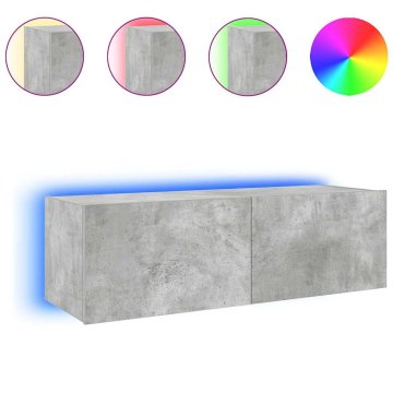 Vidaxl Stenska TV omarica z LED lučkami betonsko siva 100x35x31 cm
