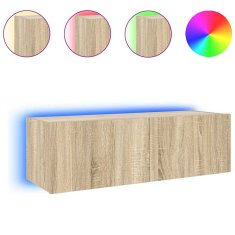 Vidaxl Stenska TV omarica z LED lučkami sonoma hrast 100x35x31 cm