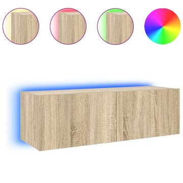 Vidaxl Stenska TV omarica z LED lučkami sonoma hrast 100x35x31 cm