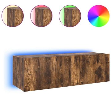 Vidaxl Stenska TV omarica z LED lučkami dimljeni hrast 100x35x31 cm