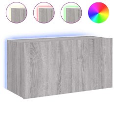 Vidaxl Stenska TV omarica z LED lučkami siva sonoma 80x35x41 cm