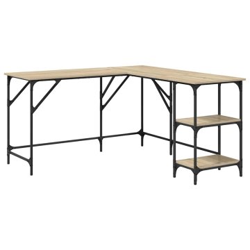 Vidaxl Pisalna miza sonoma hrast 139x139x75 cm inženirski les